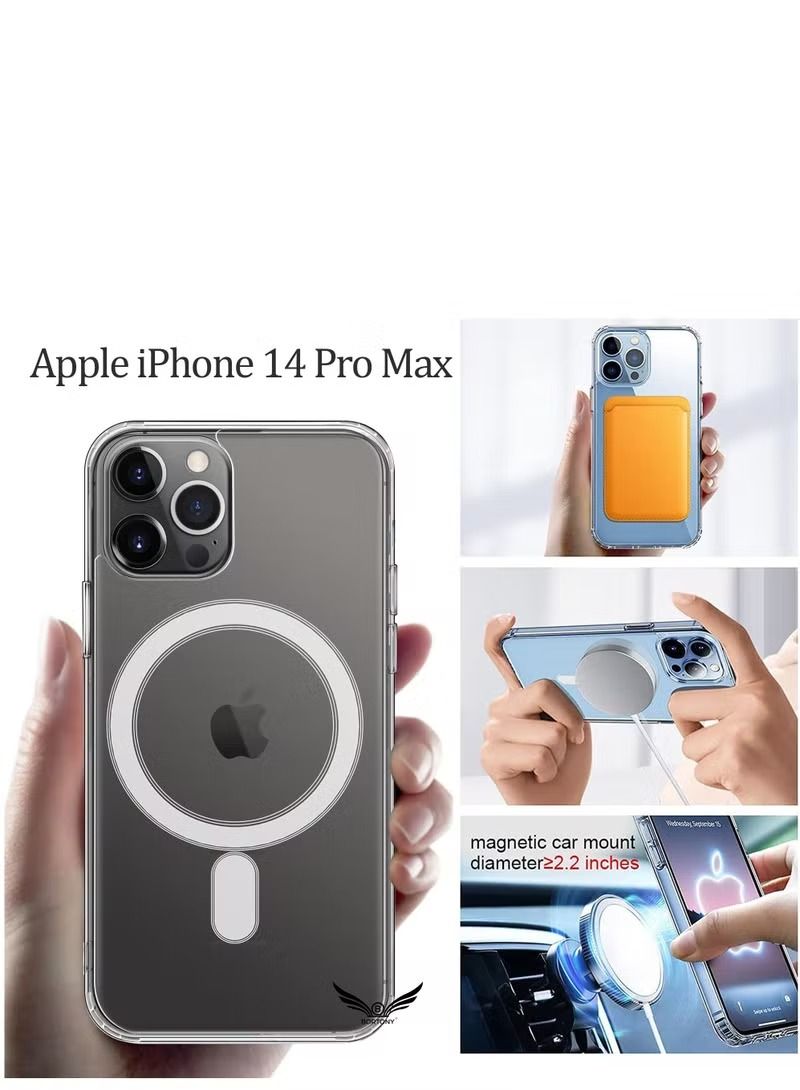 IAF Clear Magnetic Case for iPhone 14 Pro Max Compatible with Magsafe Card Wallet & Wireless Chager, Screen & Camera Protection Shockproof Magsafe Cover for Apple iPhone 14 Pro Max  - Image 1