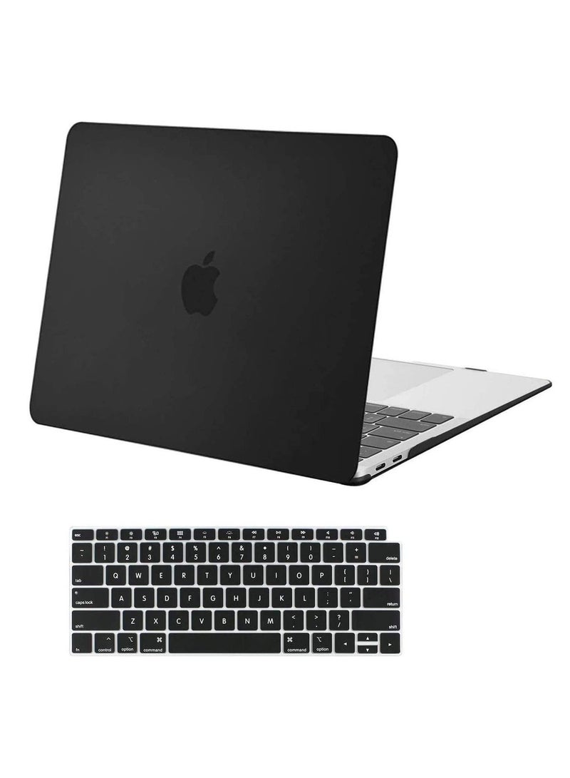 AMM Protective Hard Shell Case for MacBook Air 13 inch A1932 2019/2018 With Retina Display Touch ID & US Layout English Keyboard Cover Black - Image 1