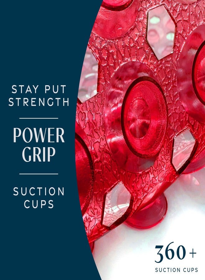 SlipX Solutions Power Grip Bathtub Safety Mat | Precision Grip Technology for Longer, Stronger, & Softer Wet Surface Protection | Clear Red 39"x16" - Image 2
