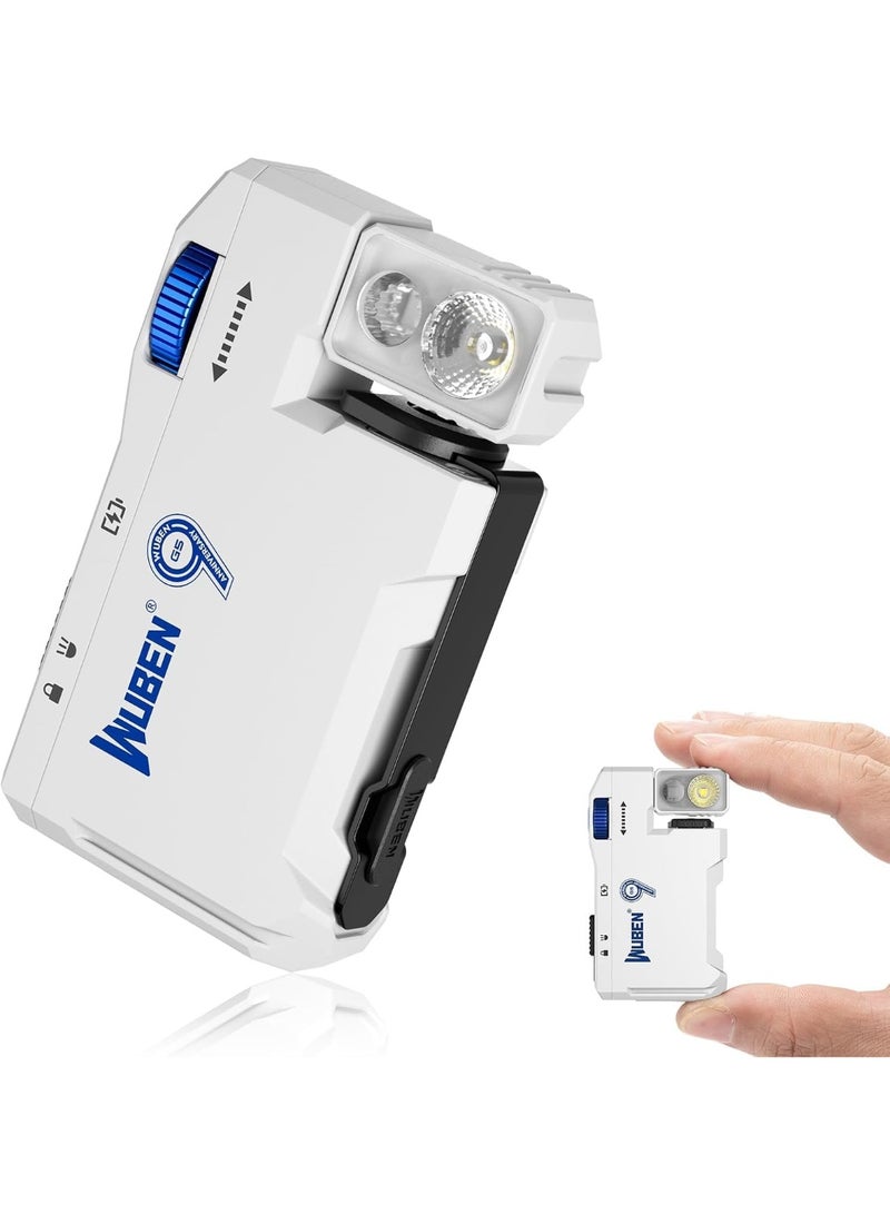 WUBEN G5 Rechargeable EDC Flashlight, 400 Lumens Dual Light Sources Mini Flashlight with RGB Light, Portable Flat Pocket Flashlights, Magnetic Keychain Flashlight (White) - Image 1