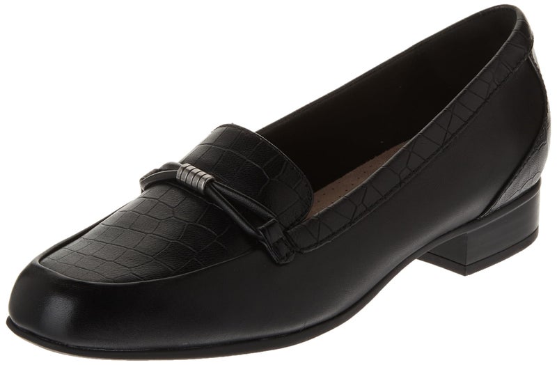 Clarks Black's Juliet Shine Loafer, Black Croc Print Leather, 7 Narrow US - Image 1