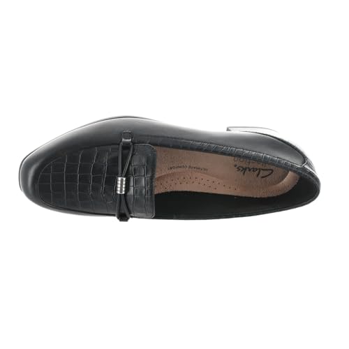 Clarks Black's Juliet Shine Loafer, Black Croc Print Leather, 7 Narrow US - Image 3