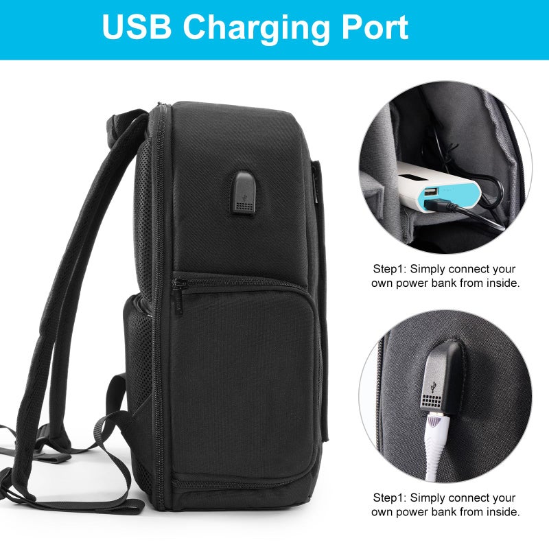 CADeN Camera Backpack Bag for DSLR/SLR Mirrorless Camera Waterproof with 15.6 inch Laptop Compartment, USB Charging Port, Tripod Holder, Rain Cover, Camera Case Compatible for Sony Canon Nikon Black L - Image 4