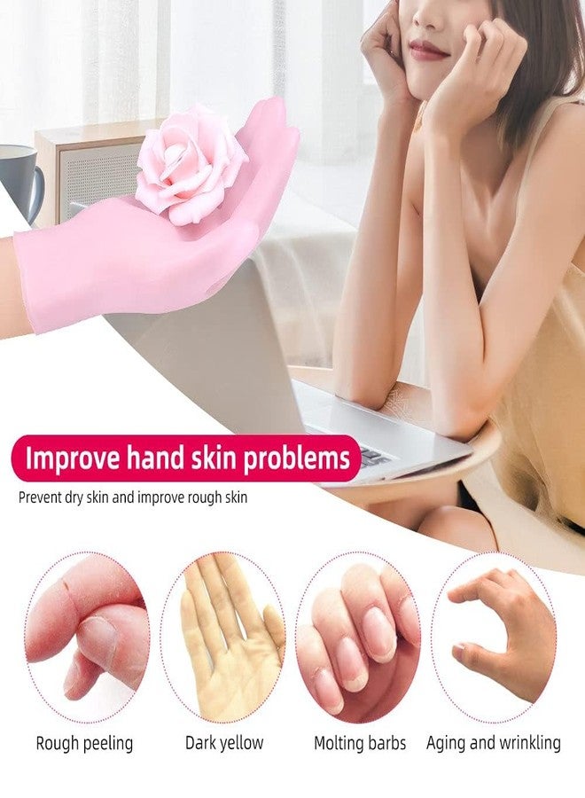 Zerolex Moisturizing Gloves for Dry Hands Overnight-Hand Spa Gloves for Rough Hands Healing and Beauty-Hand Repair Gloves for Women (Pink) - Image 2