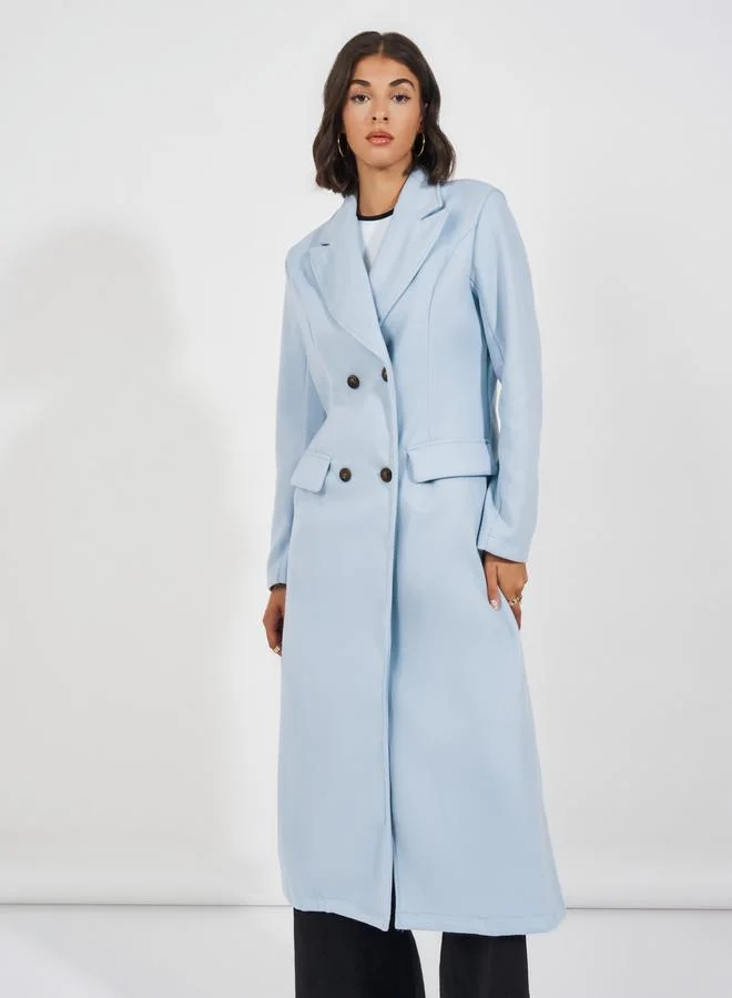 Styli Regular Fit Double Breasted Wool Like Coat