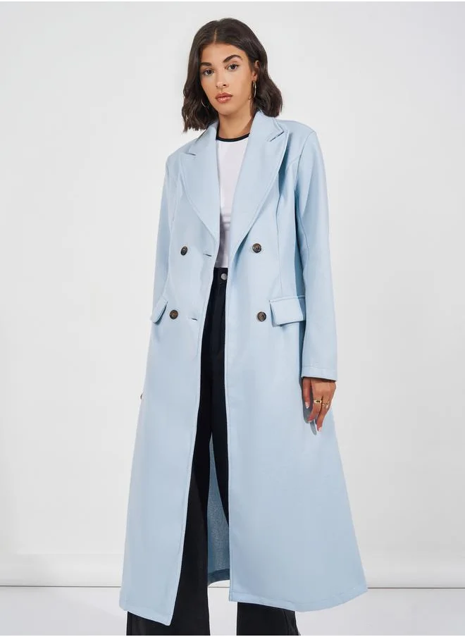 Styli Regular Fit Double Breasted Wool Like Coat