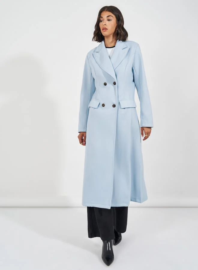 Styli Regular Fit Double Breasted Wool Like Coat