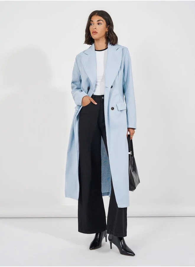 Styli Regular Fit Double Breasted Wool Like Coat