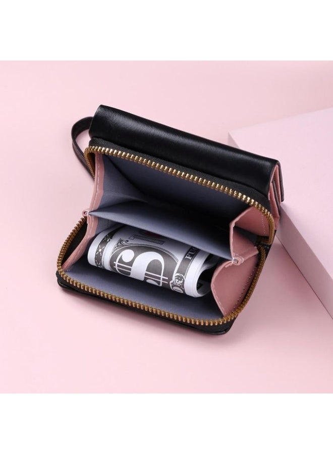 Fashion Classic Elegant women's multi-compartment wallet with zipper and magnetic closure - smart organization for cards, cash and coins with space for cards and ID (black color) - Image 5