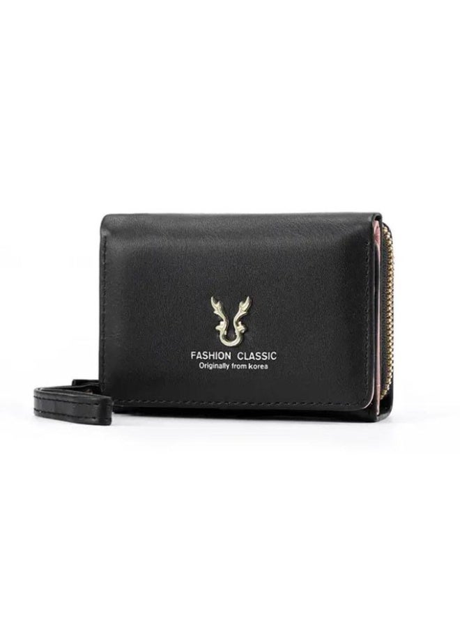 Fashion Classic Elegant women's multi-compartment wallet with zipper and magnetic closure - smart organization for cards, cash and coins with space for cards and ID (black color) - Image 4