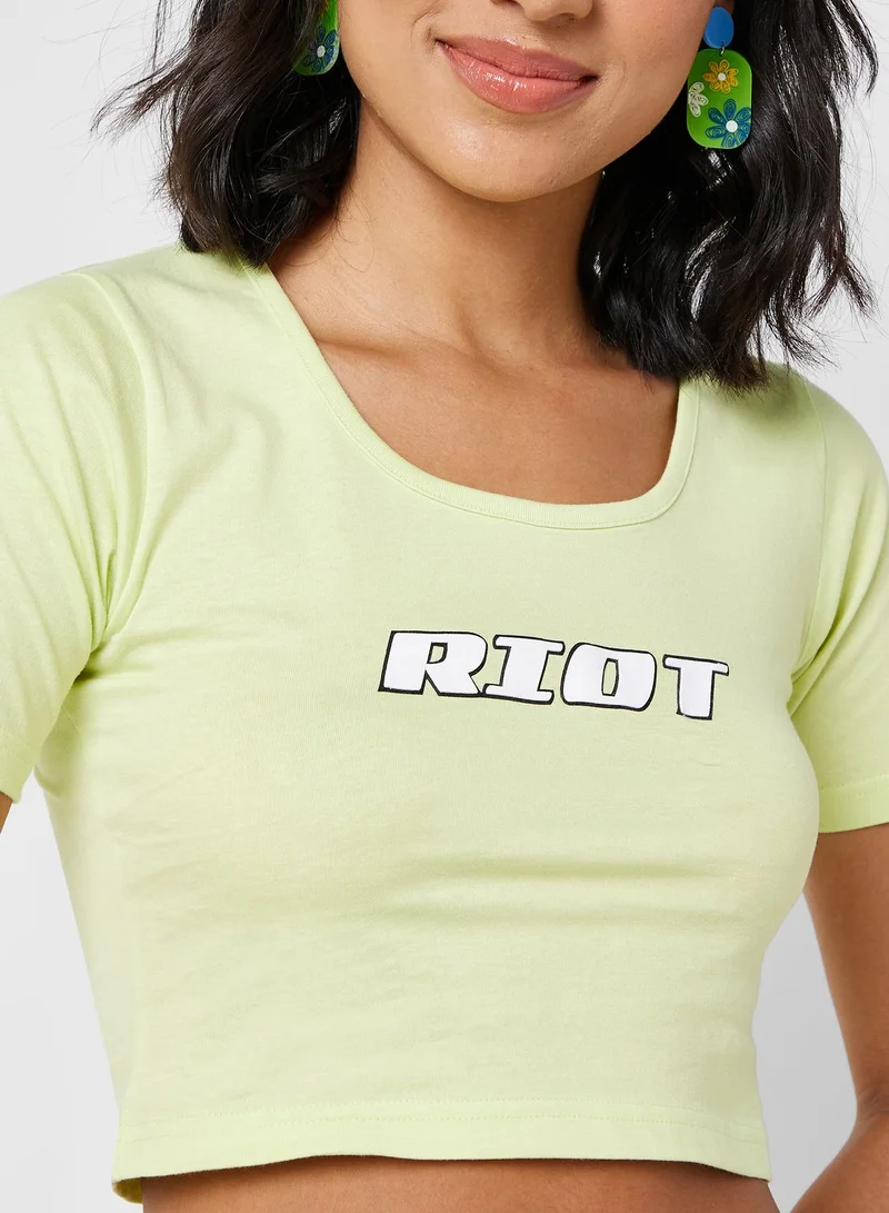 Ginger Scoop Neck Cropped T-shirt