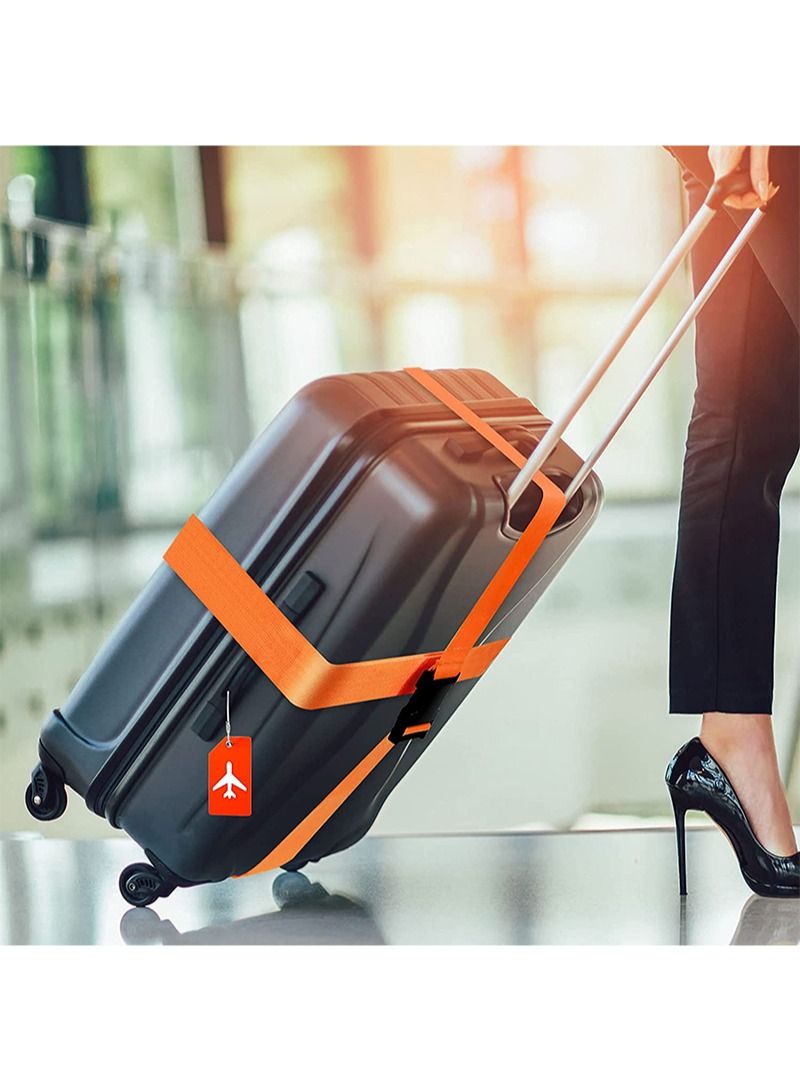 Aikanbo 6 Pack Luggage Straps Suitcase Tags Set, Travel Adjustable Suitcase Straps Silicone Luggage Tags with Name ID Card Men Women Travel Accessories (Orange) - Image 5