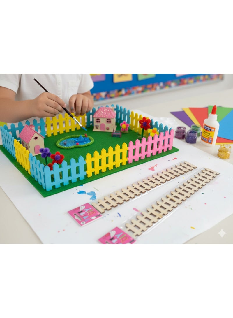 Genaric Premium Wooden DIY Art Fence – Pack of 3 Miniature Decorative Picket Fences for Kids’ School Projects, Arts & Crafts, Fairy Gardens, and Home Décor – Natural Unfinished Wood - Image 2