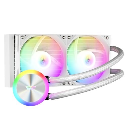 darkFlash DG240 Allinone Liquid CPU Cooler HighPerformance Pump ARGB Sync PWM Daisy Chain Connection Fans AIO Cooler Compatible with Intel 18511700 AMD AM4AM5 White 240mm AIO - Image 1