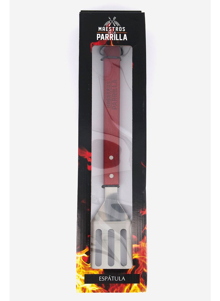 Maestros De La Parilla - Wood Handle Metal Spatula BBQ Grill 39 cm, Silver and Brown - Image 1