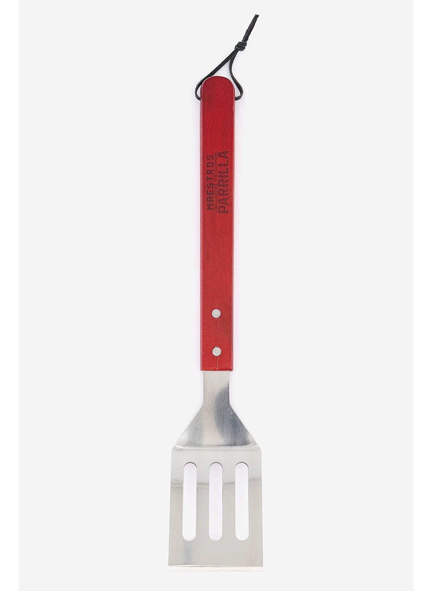 Maestros De La Parilla - Wood Handle Metal Spatula BBQ Grill 39 cm, Silver and Brown - Image 1