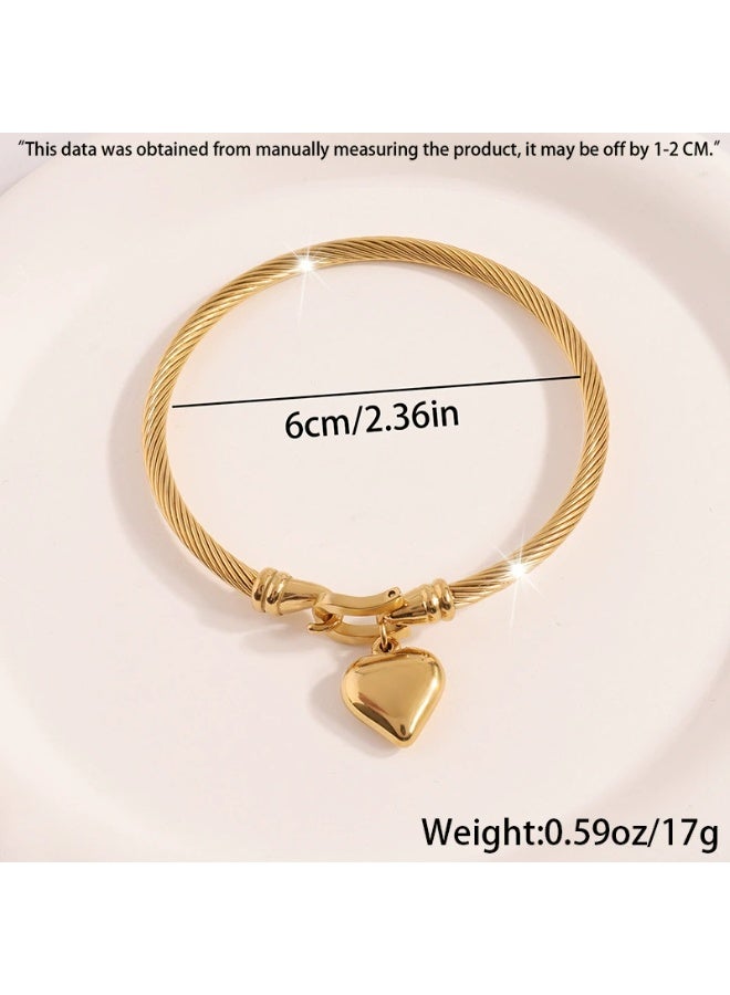 Goolsky سوار قلب من الفولاذ التيتانيوم بأسلوب أوروبي وأمريكي جديد – تصميم قلب من الفولاذ التيتانيوم، متين وغير متلاشي، مناسب للاستخدام اليومي/هدية رومانسية، أنيق بأسلوب بسيط - Image 5