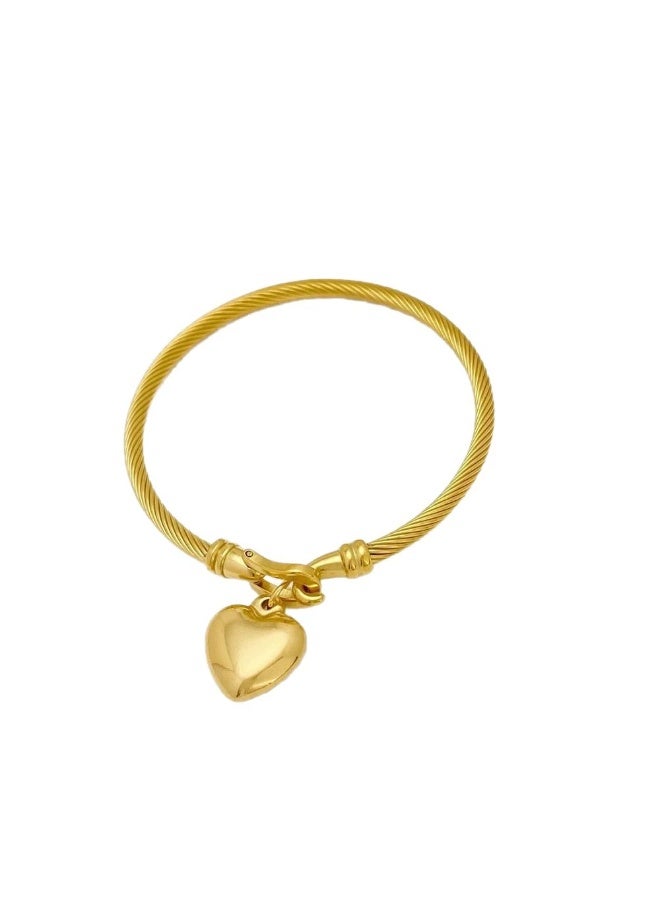 Goolsky سوار قلب من الفولاذ التيتانيوم بأسلوب أوروبي وأمريكي جديد – تصميم قلب من الفولاذ التيتانيوم، متين وغير متلاشي، مناسب للاستخدام اليومي/هدية رومانسية، أنيق بأسلوب بسيط - Image 2