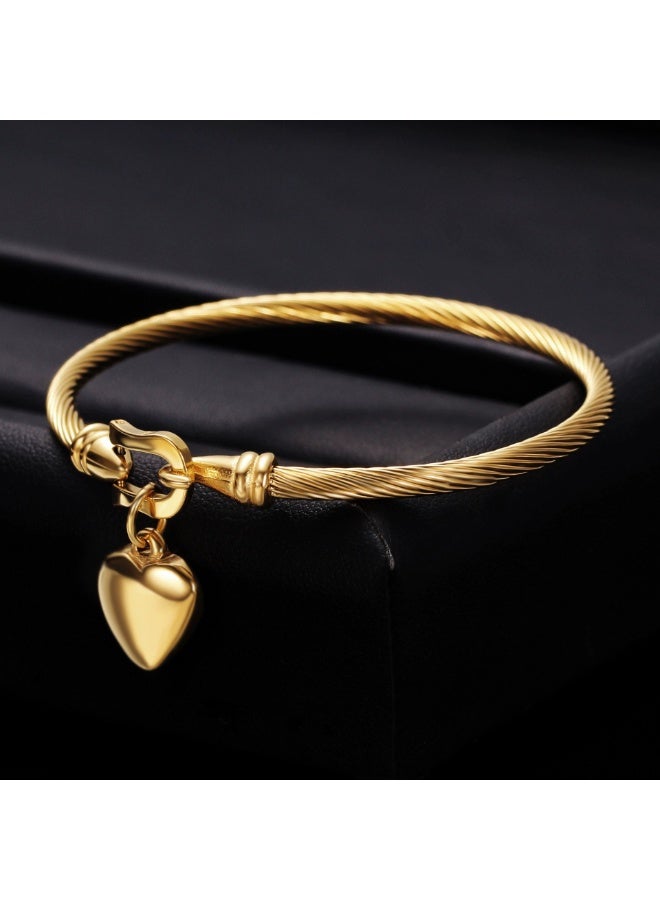 Goolsky سوار قلب من الفولاذ التيتانيوم بأسلوب أوروبي وأمريكي جديد – تصميم قلب من الفولاذ التيتانيوم، متين وغير متلاشي، مناسب للاستخدام اليومي/هدية رومانسية، أنيق بأسلوب بسيط - Image 3