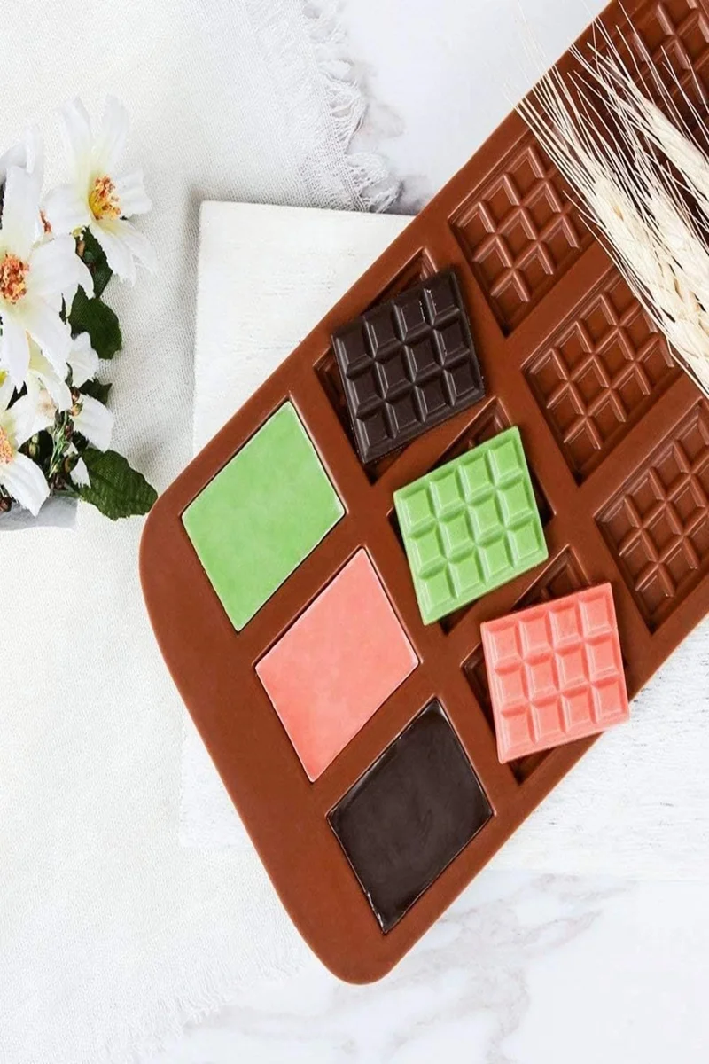Safestore Practical 12-Piece Mini Tablet Silicone Chocolate Mold | Tablet Chocolate Mold 12-Piece Square Chocolate Mold