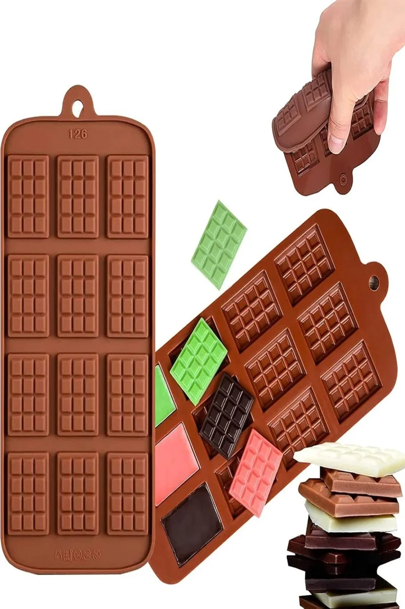 Safestore Practical 12-Piece Mini Tablet Silicone Chocolate Mold | Tablet Chocolate Mold 12-Piece Square Chocolate Mold