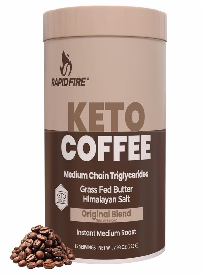 Rapid Fire Instant Coffee with MCT Oil & Grass-Fed Butter - Energy, Focus & Metabolism Support - Low Sugar Functional Coffee Mix - Keto & Low-Carb Friendly - Original Medium Roast, 15 Servings - Image 1