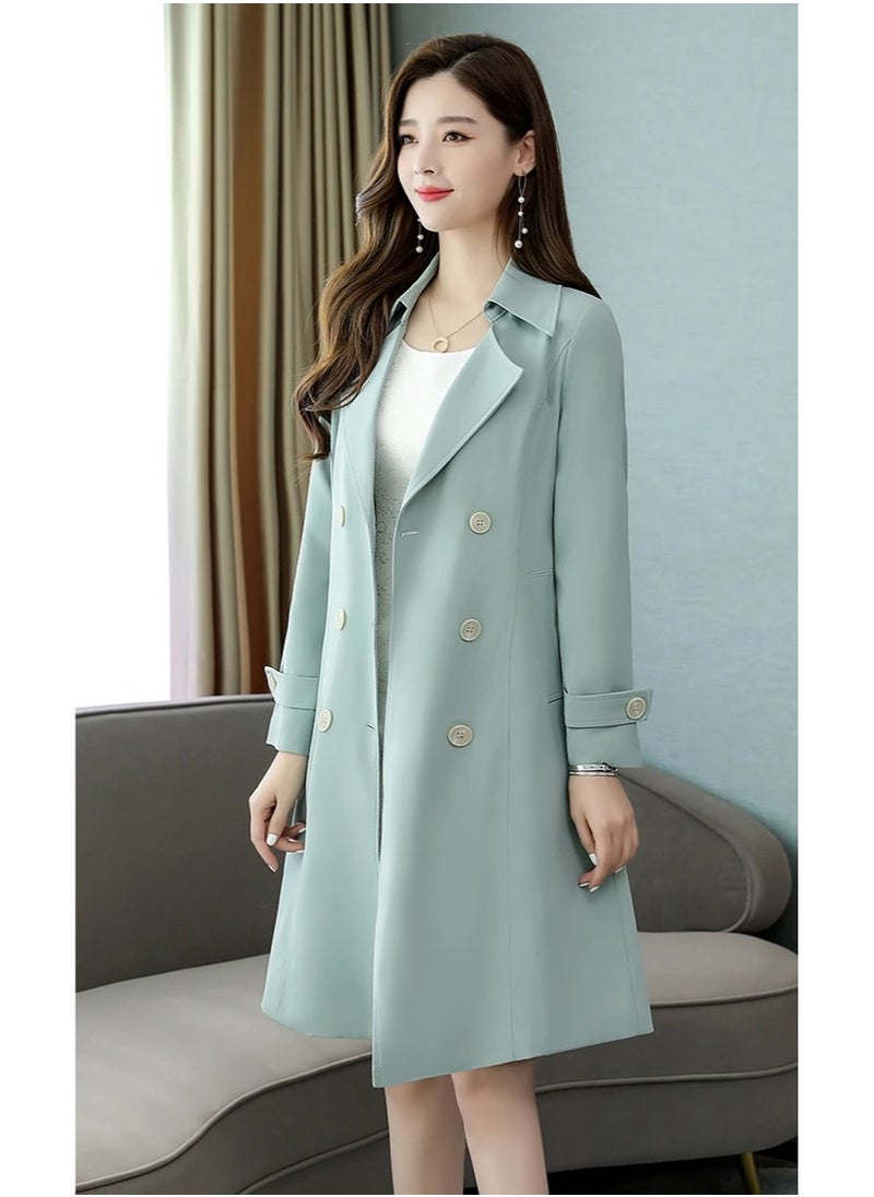 DubaiGallery - Women Trench Coats Trench Elegant Coat With Belt Autumn Winter Double Breasted Solid Cloak Korean Style Windbreaker Middle Long - Image 1