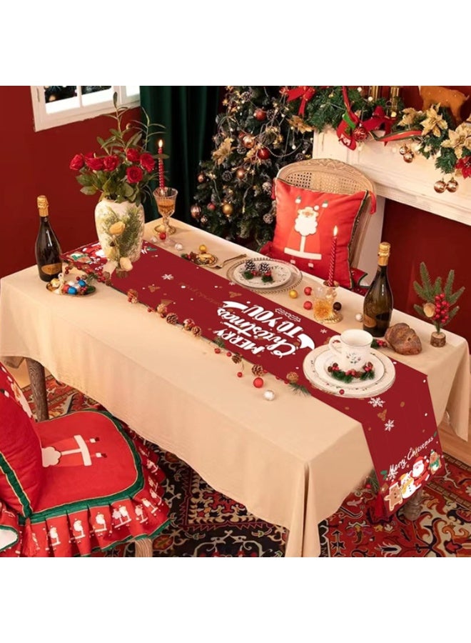 اليسا مفرش طاولة عيد الميلاد 183×33 سم - ديكور احتفالي للعطلات، مزيج كتان خفيف الوزن، قابل للغسل باللونين الأحمر والأبيض، مناسب لطاولات الطعام والقهوة - Image 2