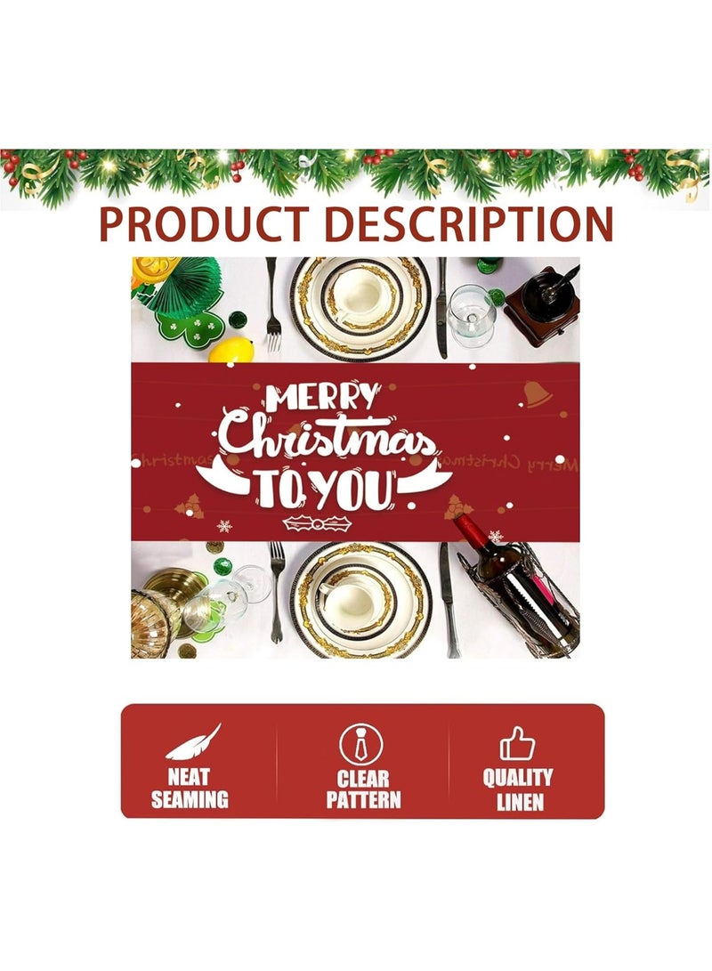 اليسا مفرش طاولة عيد الميلاد 183×33 سم - ديكور احتفالي للعطلات، مزيج كتان خفيف الوزن، قابل للغسل باللونين الأحمر والأبيض، مناسب لطاولات الطعام والقهوة - Image 3