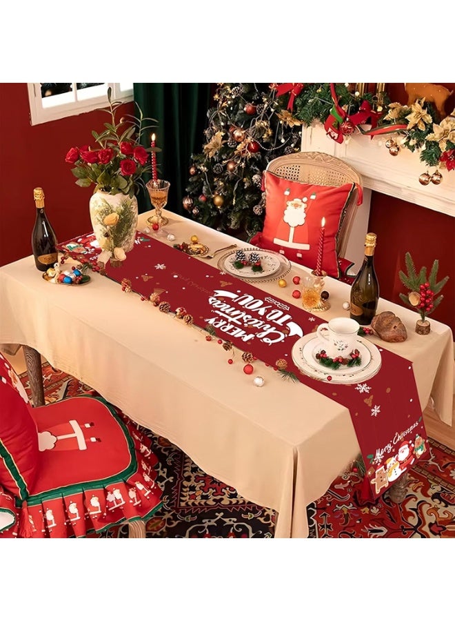 اليسا مفرش طاولة عيد الميلاد 183×33 سم - ديكور احتفالي للعطلات، مزيج كتان خفيف الوزن، قابل للغسل باللونين الأحمر والأبيض، مناسب لطاولات الطعام والقهوة - Image 4