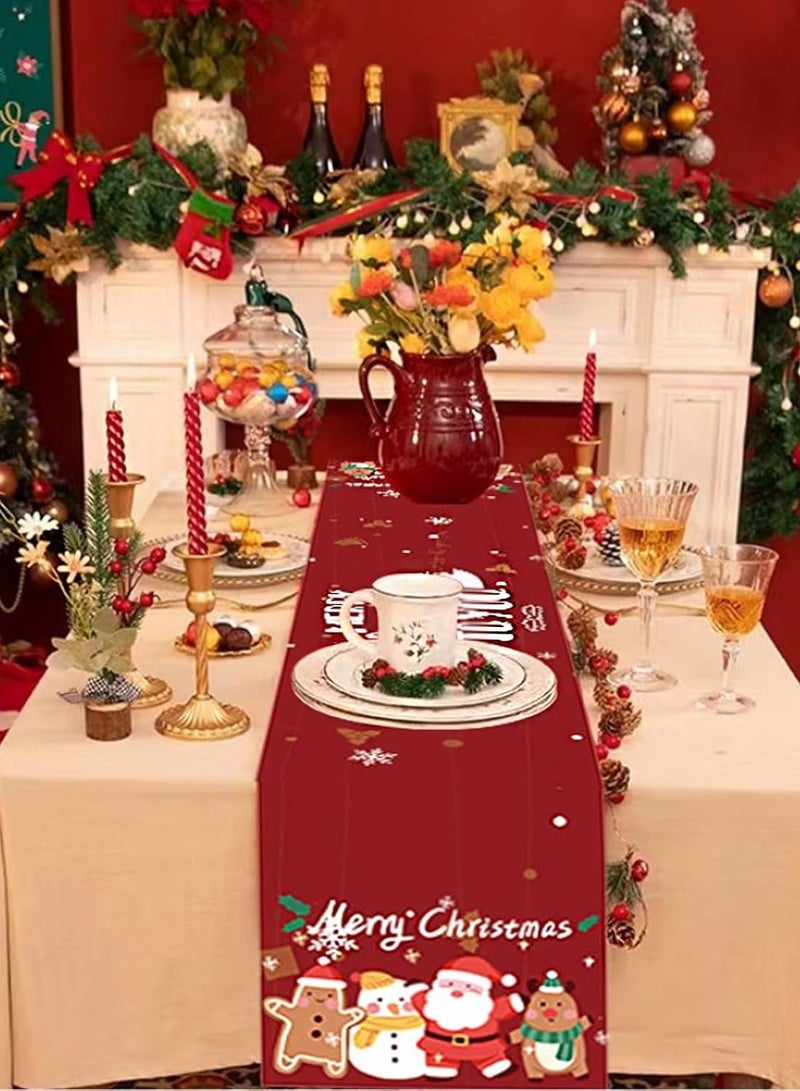 اليسا مفرش طاولة عيد الميلاد 183×33 سم - ديكور احتفالي للعطلات، مزيج كتان خفيف الوزن، قابل للغسل باللونين الأحمر والأبيض، مناسب لطاولات الطعام والقهوة - Image 1
