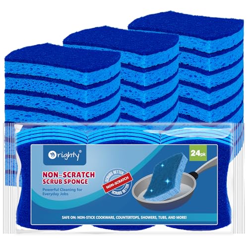Orighty NonScratch Cellulose Scrub Sponges 24 Pack Kitchen Sponges for Kitchen Bathroom and Household Dual Side Sponge for Dishes NonScratch Sponge Safe on NonStick Cookware Car and More - Image 2