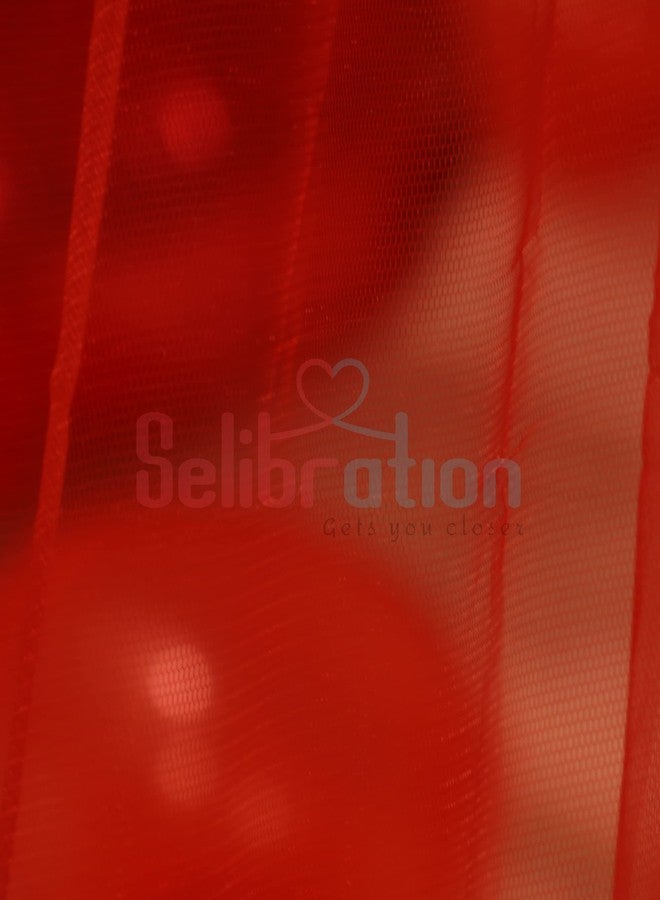 Selibration قماش شبكي أحمر اللون من سيليبريشن لتزيين حفلات أعياد الميلاد، وعيد الحب، وحفلات الزفاف، والخطوبة، وحفلات الحناء | قماش شبكي بطول 6 أمتار - Image 2
