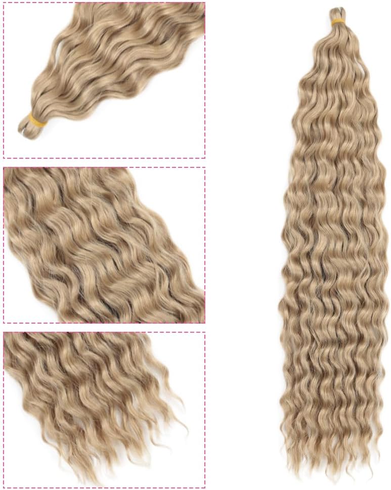 DSOAR Deep Twist Crochet Hair Hair Bundles Water Wave Synthetic Hair Extension Curly Braiding Ombre Curl Braiding Hairpiece, 22 Inch 3 Packs - Image 4