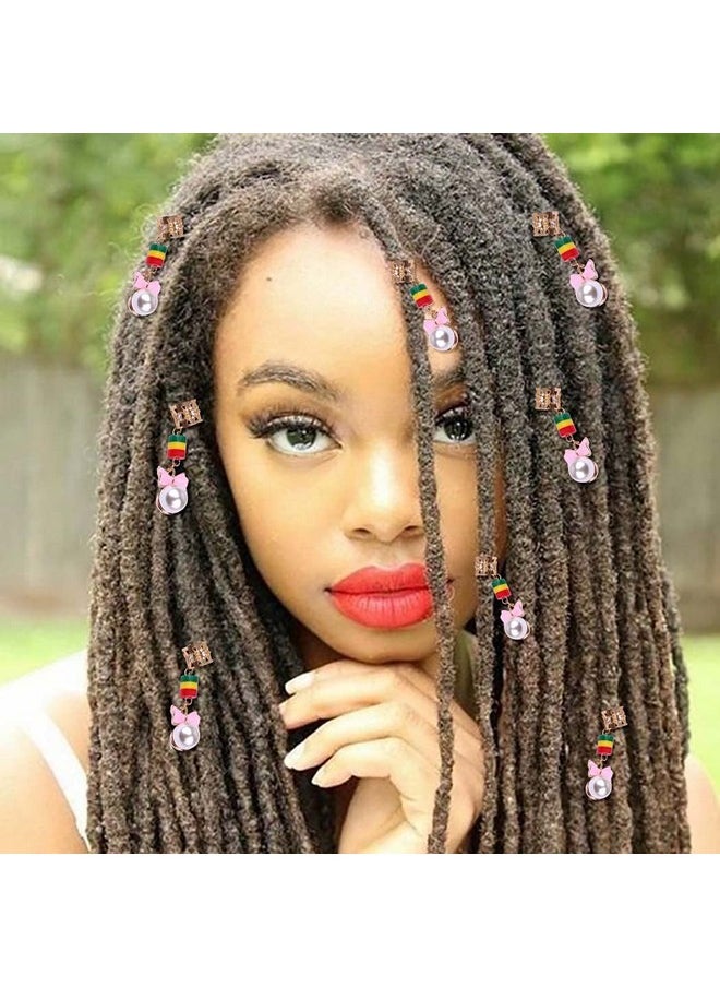 Woeoe - Pearls Braid Cuff Rings Gold Box Hair Rings Clip Beads African Dreadlock Charms Jewelry Accessories For Black Women(8Pcs) - Image 1
