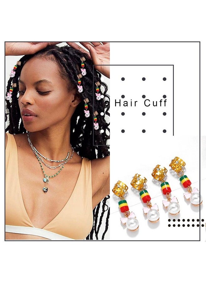 Woeoe - Pearls Braid Cuff Rings Gold Box Hair Rings Clip Beads African Dreadlock Charms Jewelry Accessories For Black Women(8Pcs) - Image 1