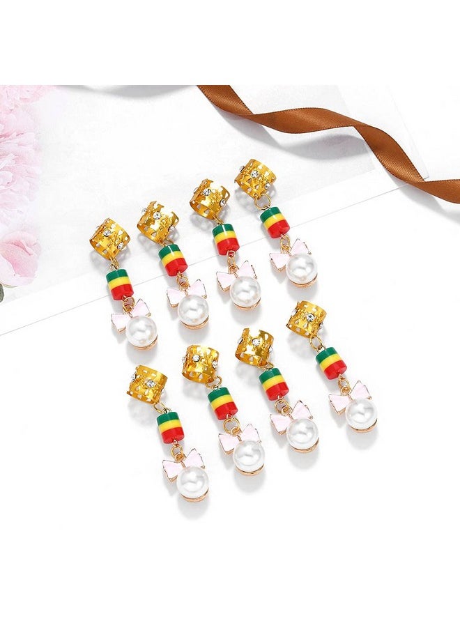 Woeoe - Pearls Braid Cuff Rings Gold Box Hair Rings Clip Beads African Dreadlock Charms Jewelry Accessories For Black Women(8Pcs) - Image 1