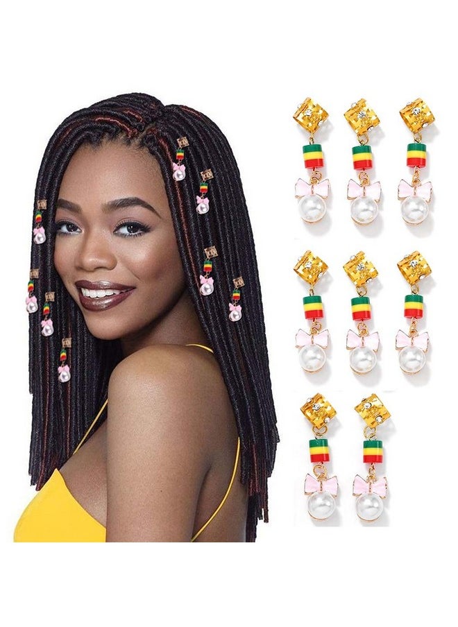 Woeoe - Pearls Braid Cuff Rings Gold Box Hair Rings Clip Beads African Dreadlock Charms Jewelry Accessories For Black Women(8Pcs) - Image 1