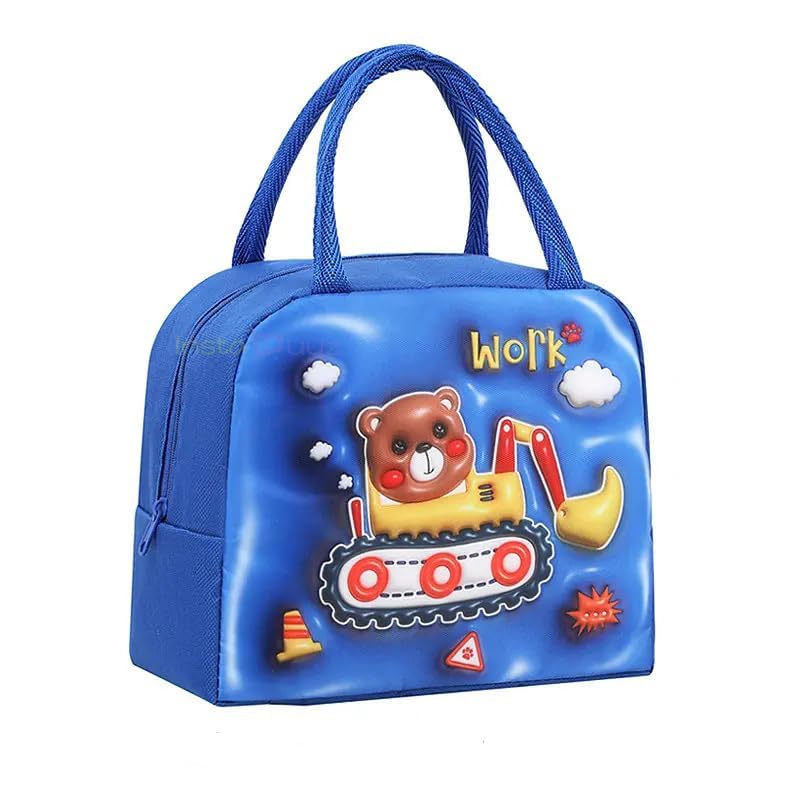 INSTABUYZ 3D Printed Hot & Cold Leak Proof Lunch Bag for Office School Kids Men & Women Storage Bag with Handle Tiffin Bag (Bear Buldozer) - Image 1