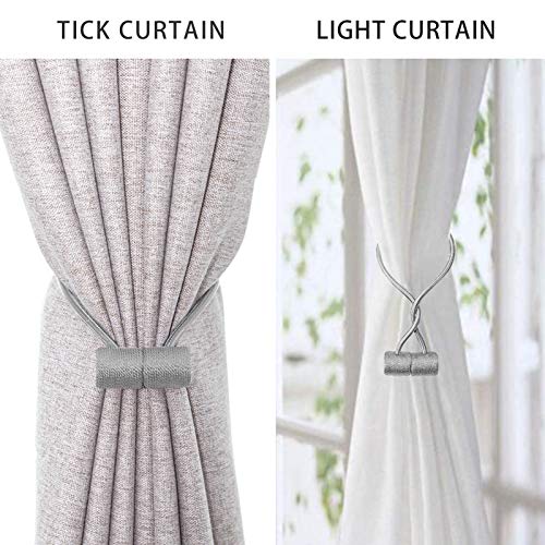 XDerlin Curtain Tiebacks Clips VS Strong Magnetic Tie Band Home Office Decorative Drapes Weave Holdbacks Holders European for Blackout Sheer Window Treatment (2PCS, Light Grey) - Image 4