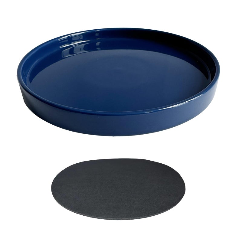 Yukfona Ceramic Plant Saucer Pot Tray 10 Inch, Planter Saucers 4 5 6 7 8 9 10 11 12 13 Inch for Indoors Outdoor, Durable Sturdy Flower Drainage drip Water Tray for Glazed Pots Base (10.7 Inch-Blue) - Image 1