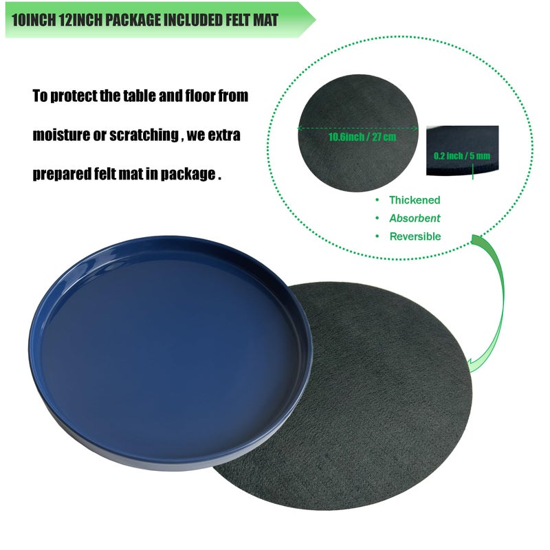 Yukfona Ceramic Plant Saucer Pot Tray 10 Inch, Planter Saucers 4 5 6 7 8 9 10 11 12 13 Inch for Indoors Outdoor, Durable Sturdy Flower Drainage drip Water Tray for Glazed Pots Base (10.7 Inch-Blue) - Image 3