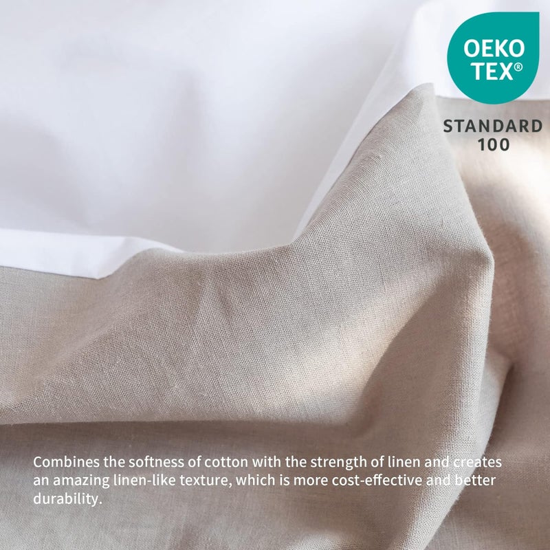 Biselina French Linen Bed Skirt مع زاوية مطوية مقاس 14 بوصة قطرة مخصصة للقطن الطبيعي مزيج من الفراش المزرعة الغبار الناعمة (14 "" Queen Basic Gray) - Image 2