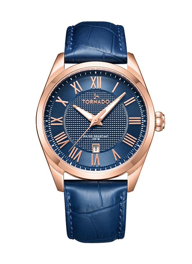 TORNADO - Tornado CELESTIA CLASSIC Men's Japan Quartz Movement Watch, Analog Display and Leather Strap - T8007-RLNN, Blue - Image 1