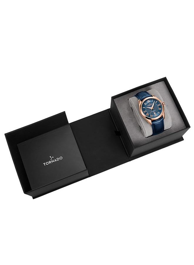 TORNADO - Tornado CELESTIA CLASSIC Men's Japan Quartz Movement Watch, Analog Display and Leather Strap - T8007-RLNN, Blue - Image 1
