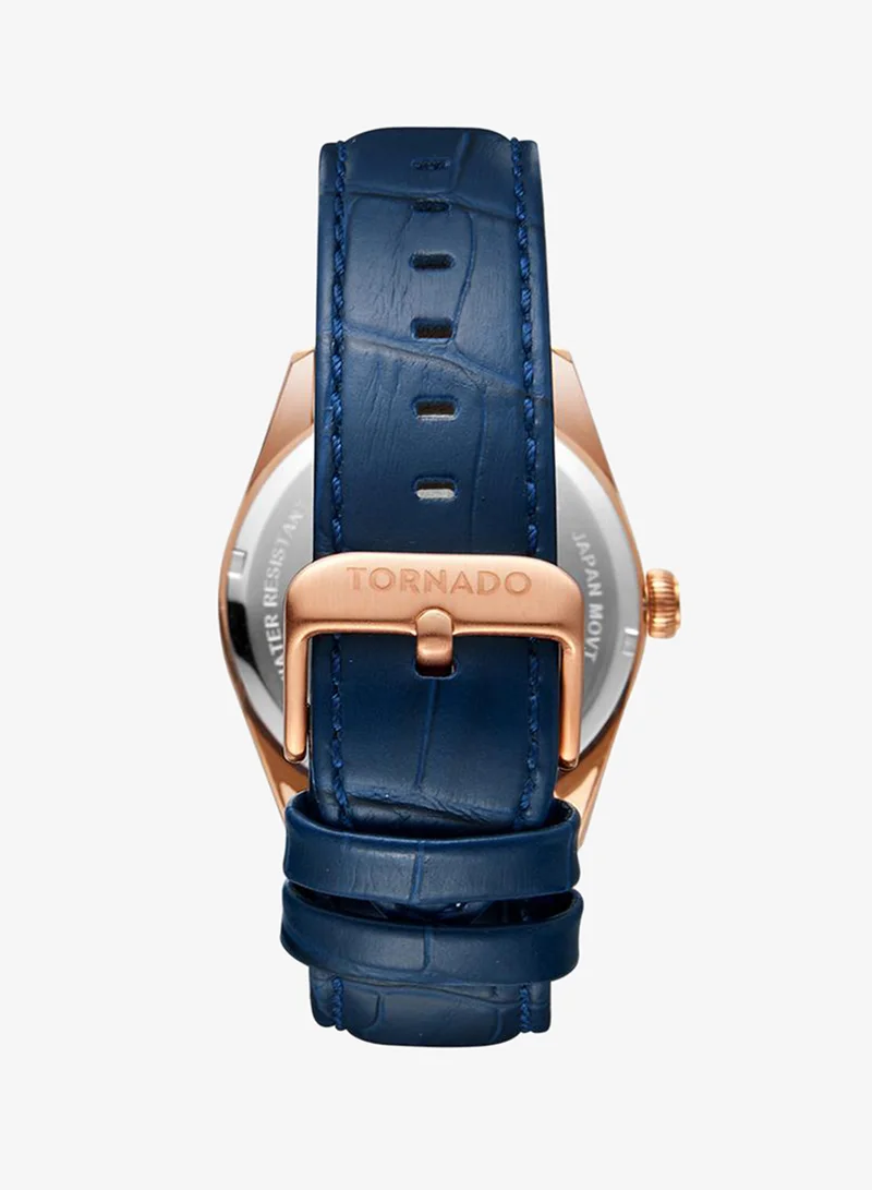 Tornado Blue Tornado CELESTIA CLASSIC Men's Japan Quartz Movement Watch, Analog Display and Leather Strap - T8007-RLNN, Blue for Men | Best Price UAE