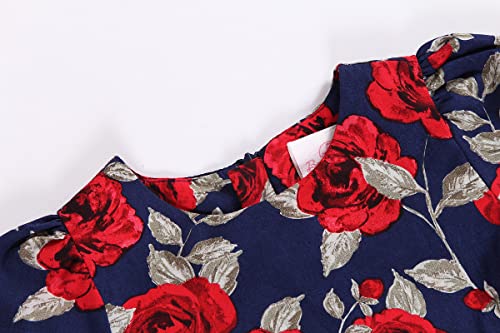 Bonny Billy Little Girls Dresses for Baby Casual Outfits with Belt 3-4 Years Floral Red - Image 5