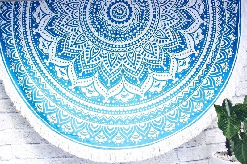 Textile export creations Indian Tapestry Mandala Round Mandala Center Table CoverTraditional Cotton Round Table CoverDining Tablecloth Print 1 - Image 2