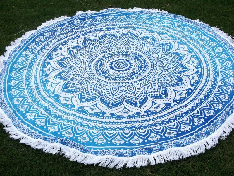Textile export creations Indian Tapestry Mandala Round Mandala Center Table CoverTraditional Cotton Round Table CoverDining Tablecloth Print 1 - Image 1