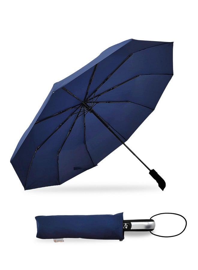 Destinio Umbrella for Men - Automatic Large Size Foldable Umbrella with Travel Cover for Man and women - 3 fold Windproof umbrella (23 Inch (Large folding), Navy Blue (Auto open close)) - Image 1